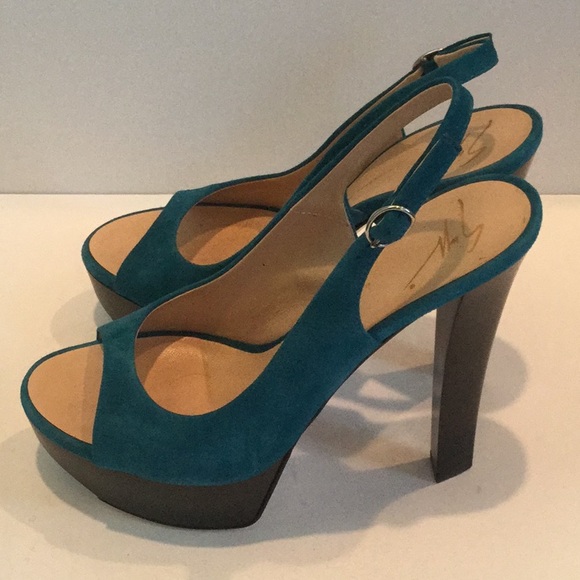 Giuseppe Zanotti teal suede heels - Picture 3 of 7